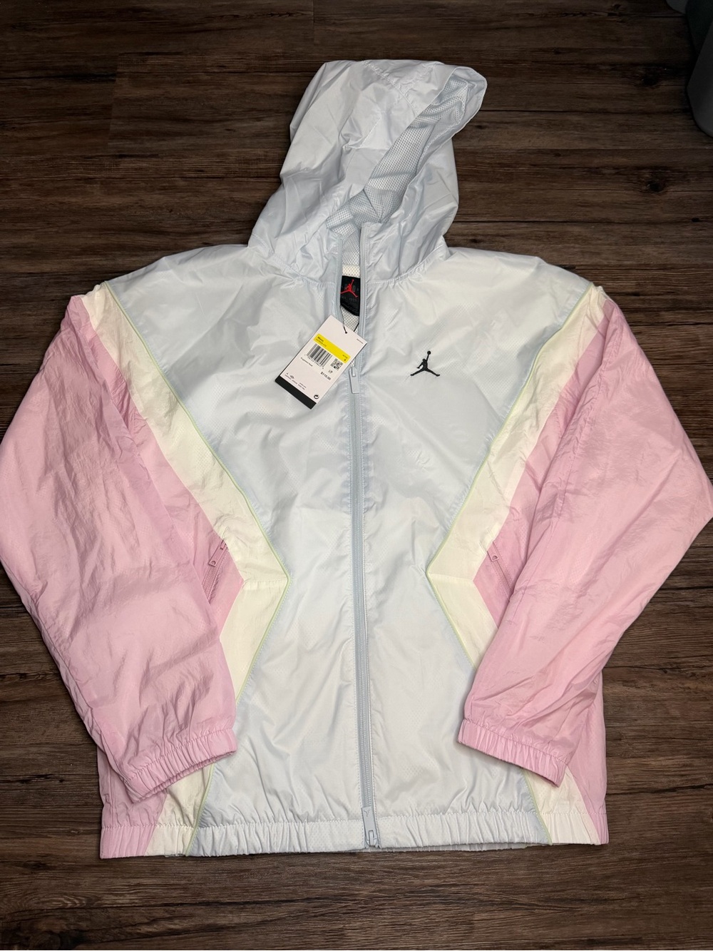 Jordan Hooded Full-Zip Colorblock Windbreaker Light Blue/Pink $110 Men’s Sz S